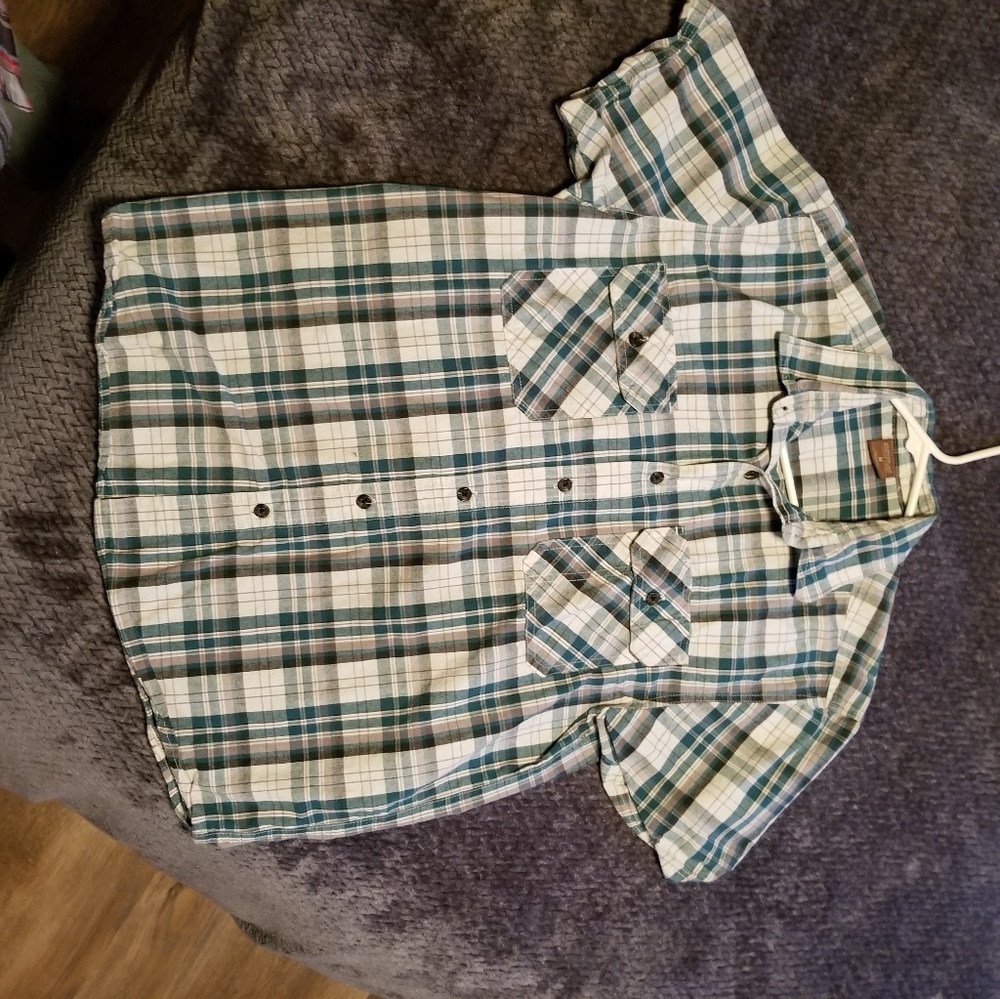 Great Northwest turquoise white and gray button up